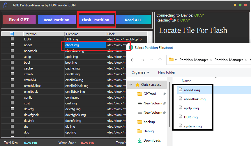 Adb partition manager tool