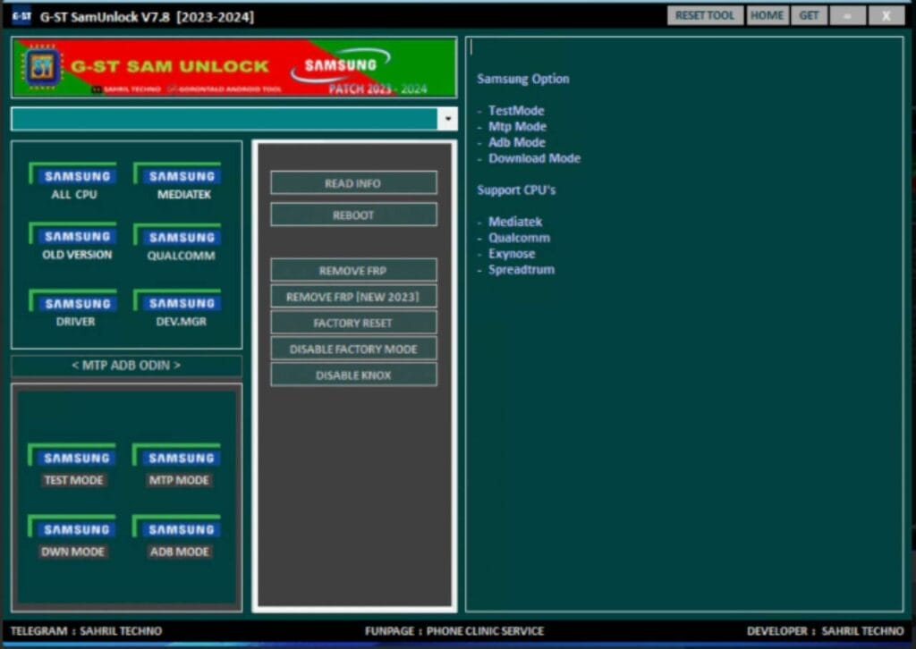 G-st samunlock tool v7. 8 free samsung frp tool G-st samunlock tool v7. 8