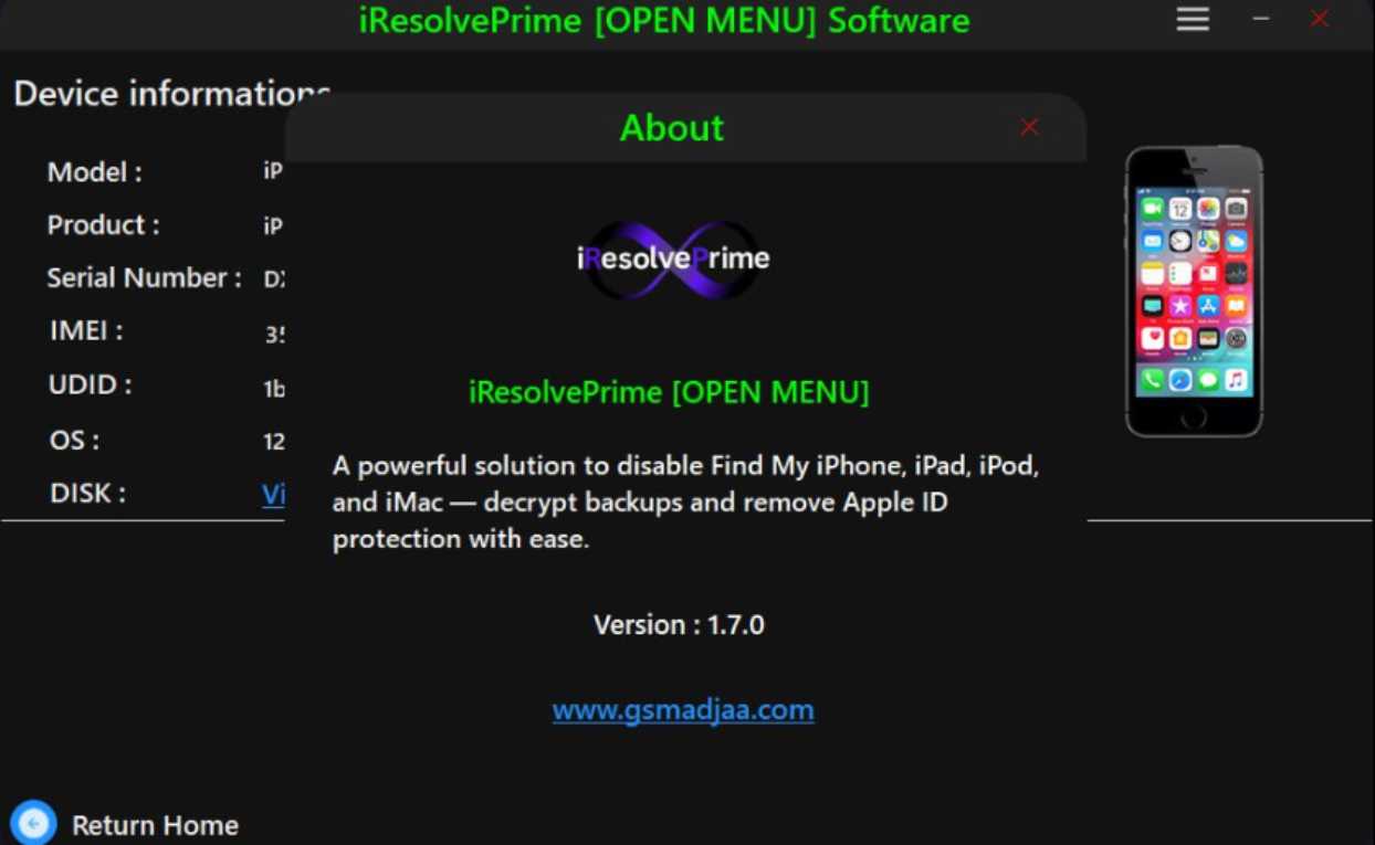 Iresolveprime (open menu) tool