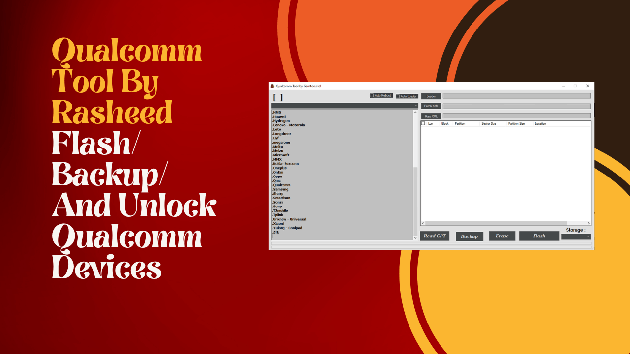 Qualcomm tool by rasheed flash/ backup/ and unlock qualcomm devices