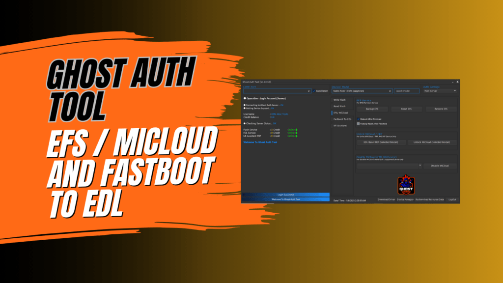 Ghost auth tool v1. 0. 0. 3 efs / micloud and fastboot to edl Ghost auth tool