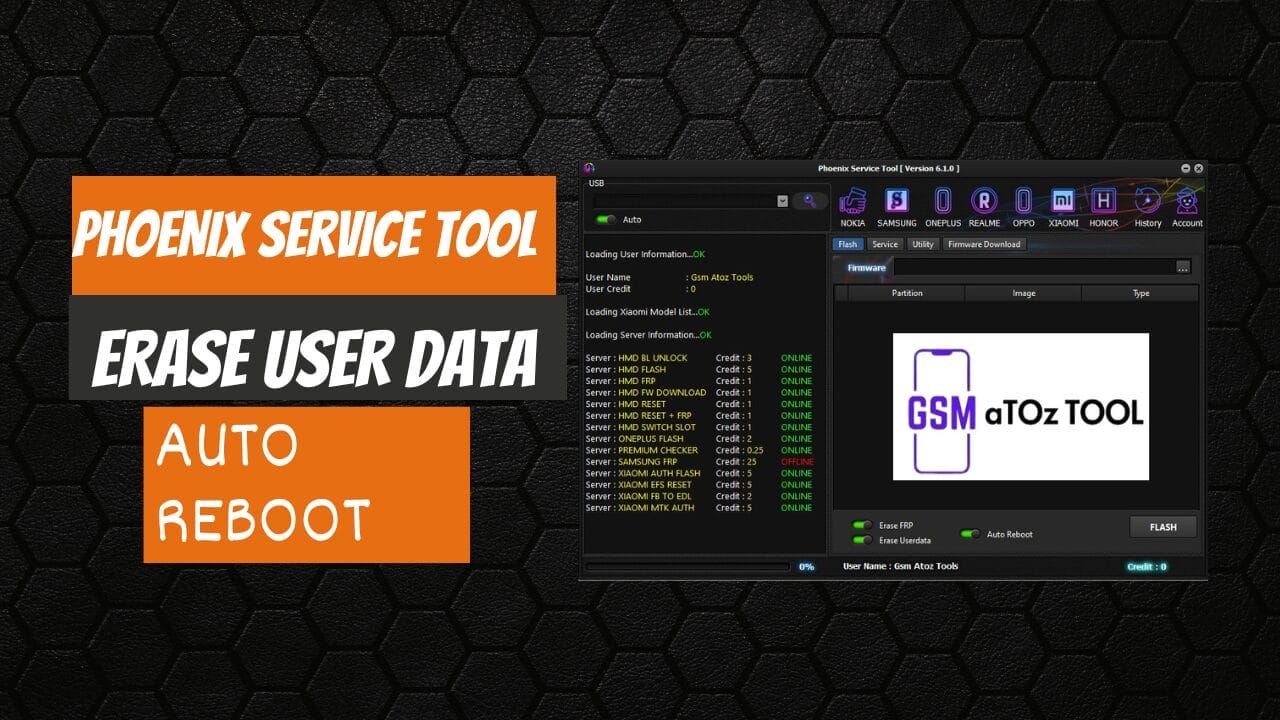 Phoenix service tool v6. 1. 0 erase user data auto reboot