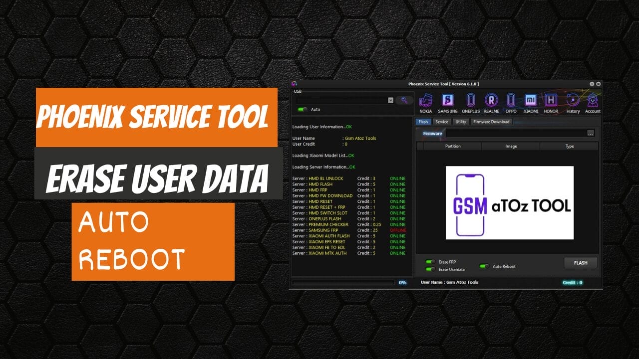Phoenix service tool v7. 0. 1 erase user data auto reboot