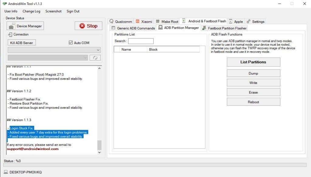 Android win tool v1. 1. 3