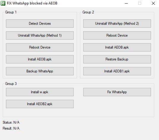 Fix whatsapp blocked via aeob tool