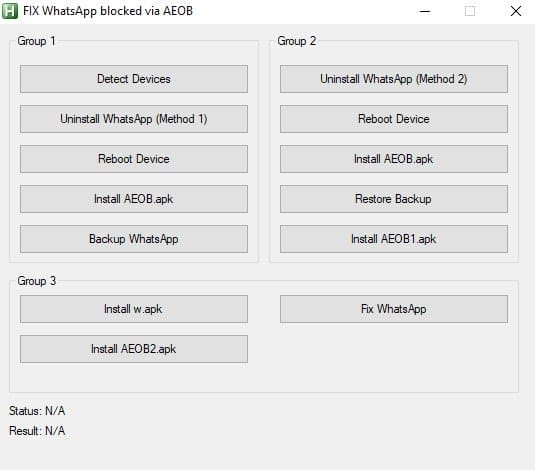 Fix Whatsapp Blocked Via Aeob Tool