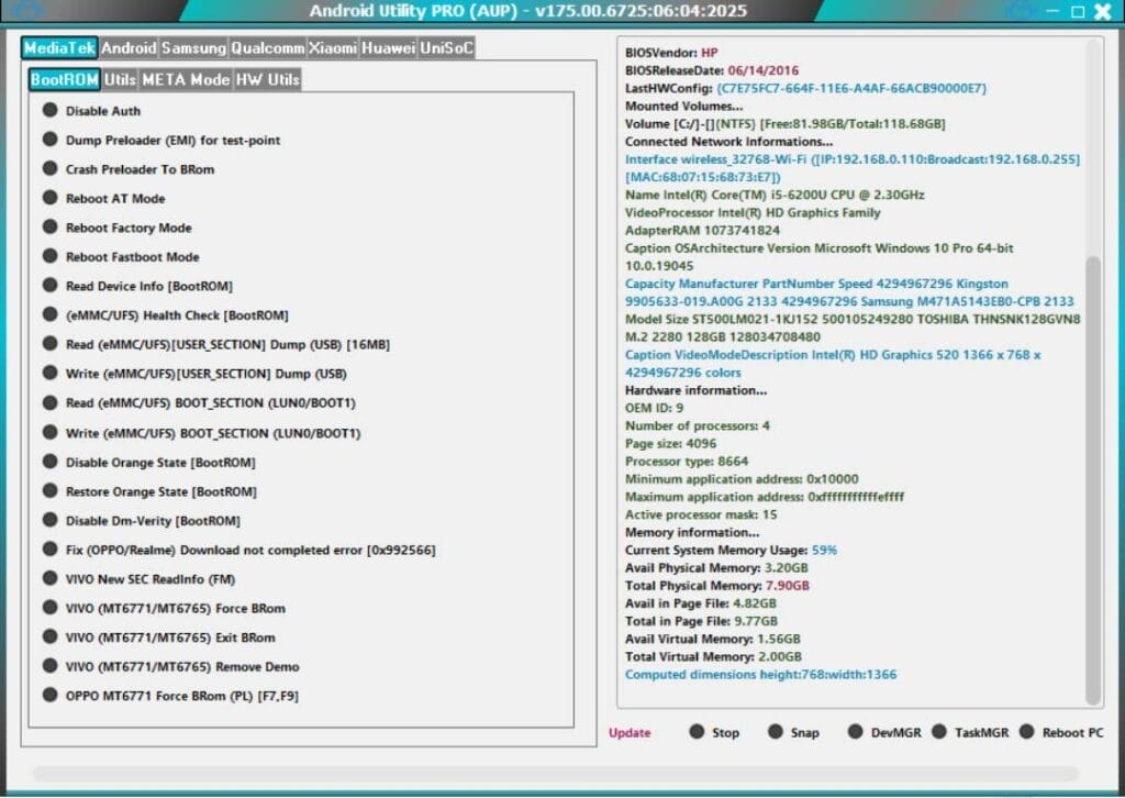Android utility tool v200. 1 (mediatek/ android/ samsung /qualcomm) Android utility tool