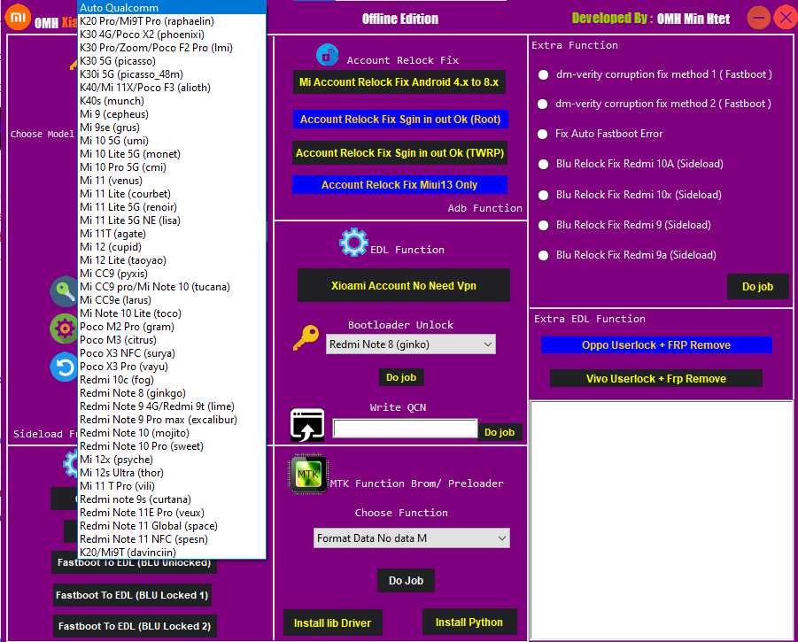 Omh xiaomi unlock tool developed by omh min htet Omh xiaomi unlock tool