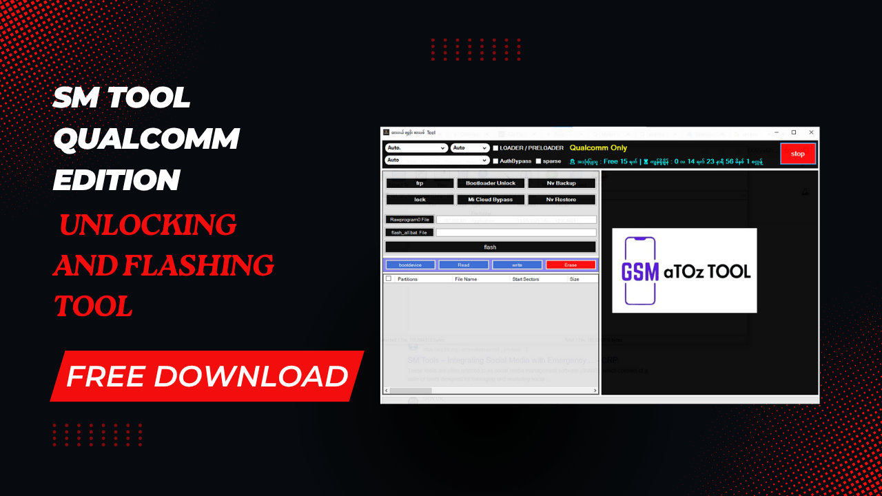 Sm tool qualcomm edition unlocking and flashing tool