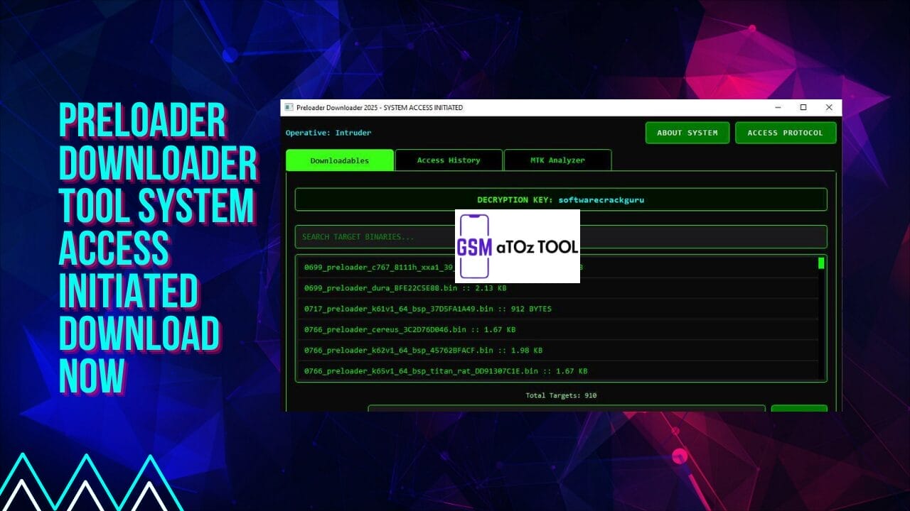 Preloader downloader tool system access initiated download