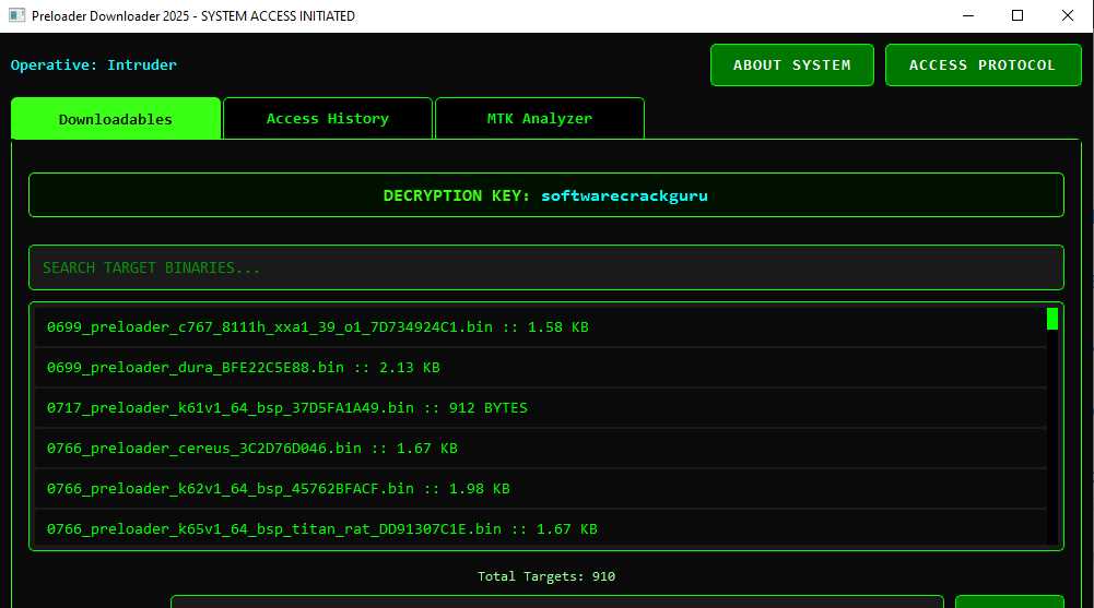 Preloader downloader tool system access initiated download Preloader downloader tool