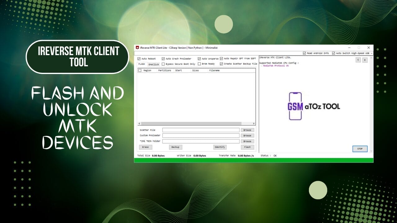 Ireverse mtk client tool flash and unlock mtk devices