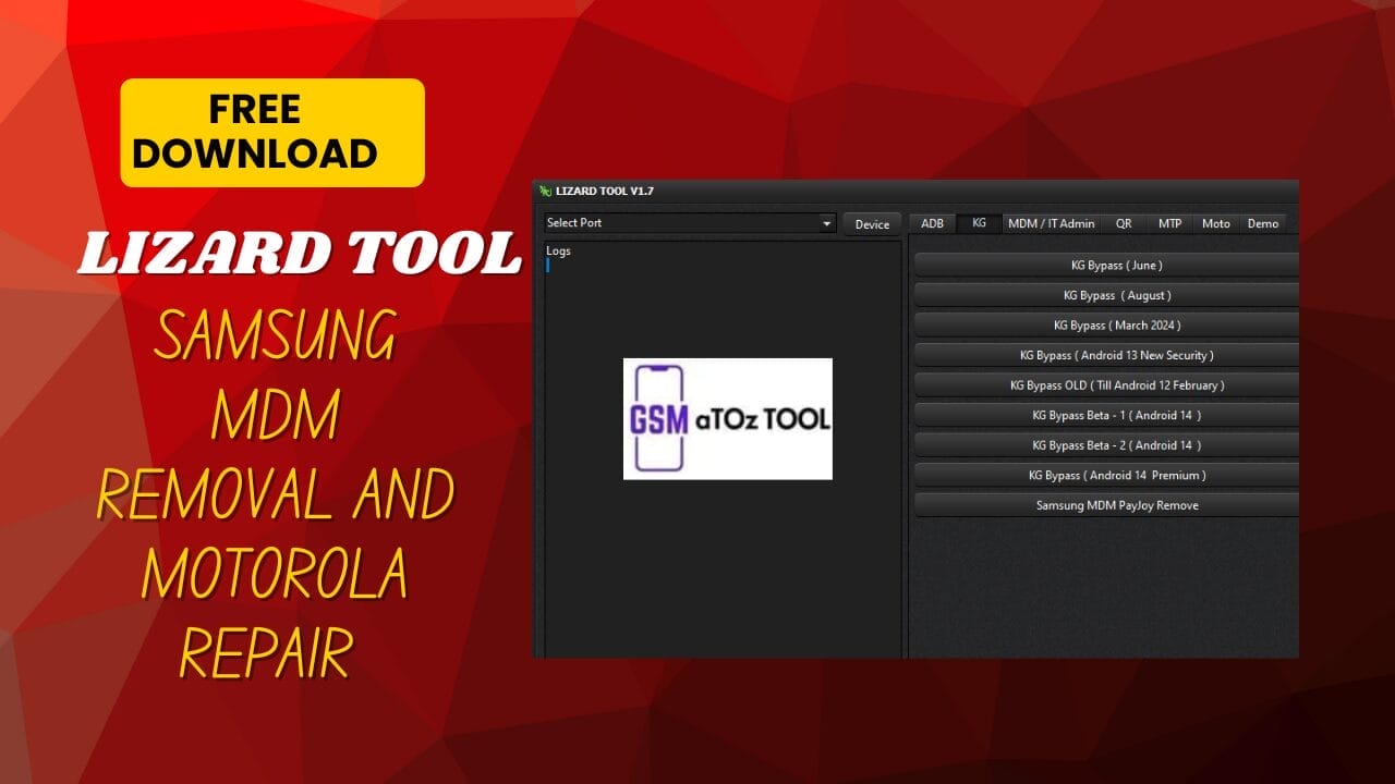 Lizard tool v1. 7 samsung mdm removal and motorola repair