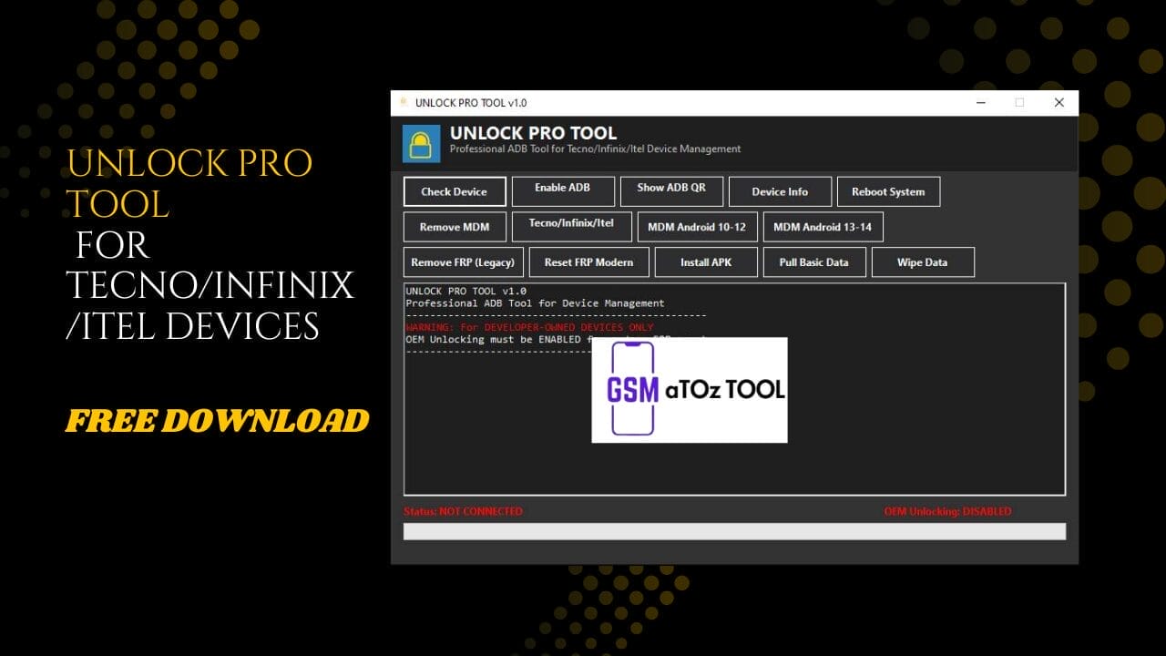 Unlock pro tool v1. 0 for tecno/infinix/itel devices