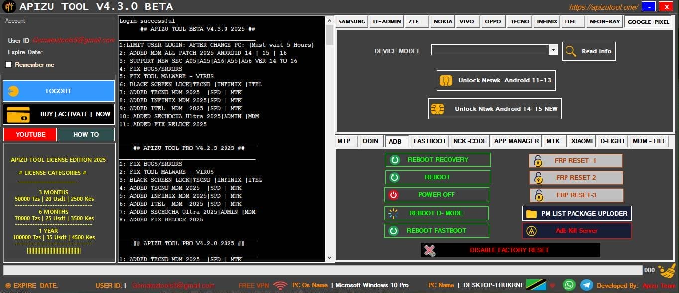 Apizu tool v4. 3. 0 flash unlock & repair android devices Apizu tool