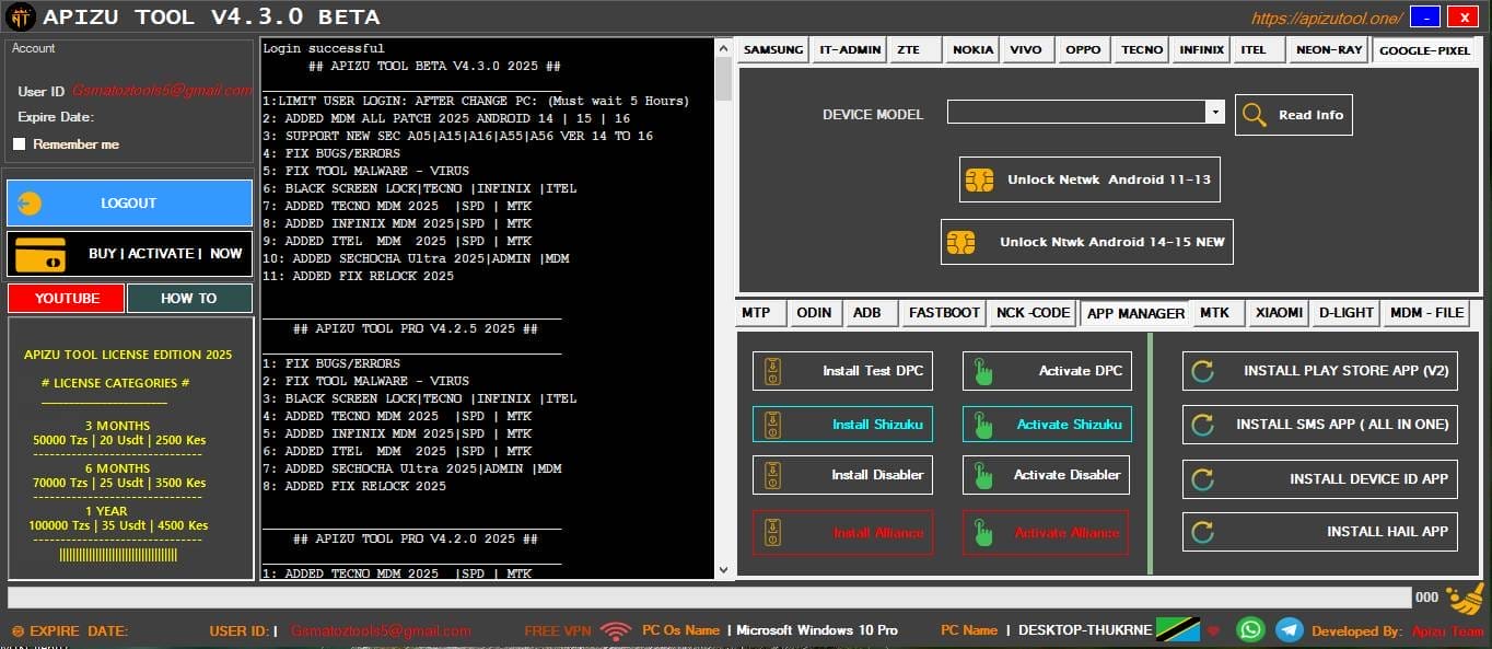 Apizu tool v4. 3. 0 flash unlock & repair android devices Apizu tool