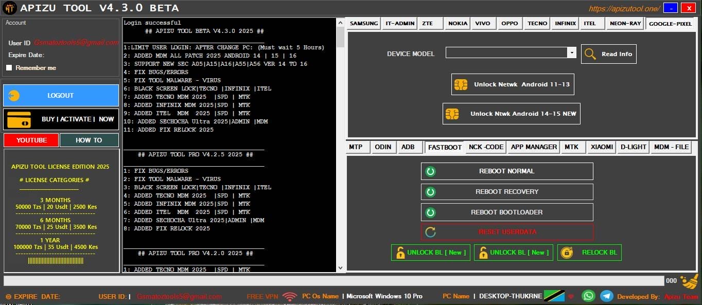 Apizu tool v4. 3. 0 flash unlock & repair android devices Apizu tool