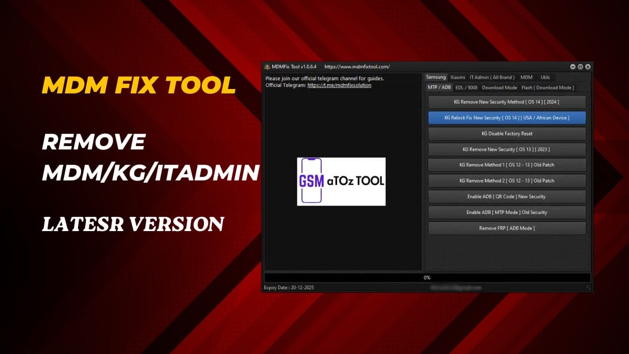 Mdm fix tool v1. 0. 9. 1 remove mdm/kg/itadmin