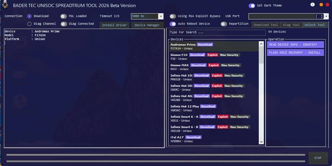 Bader tec unisoc spreadtrum tool flash and unlock phones Bader tec unisoc spreadtrum tool