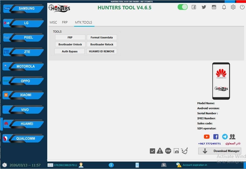 Hunters tool v4. 6. 5 qualcomm & android service tool Hunters tool