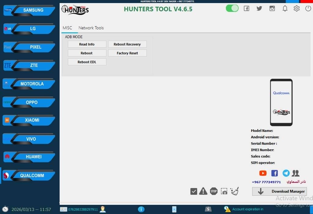Hunters tool v4. 6. 5 qualcomm & android service tool Hunters tool