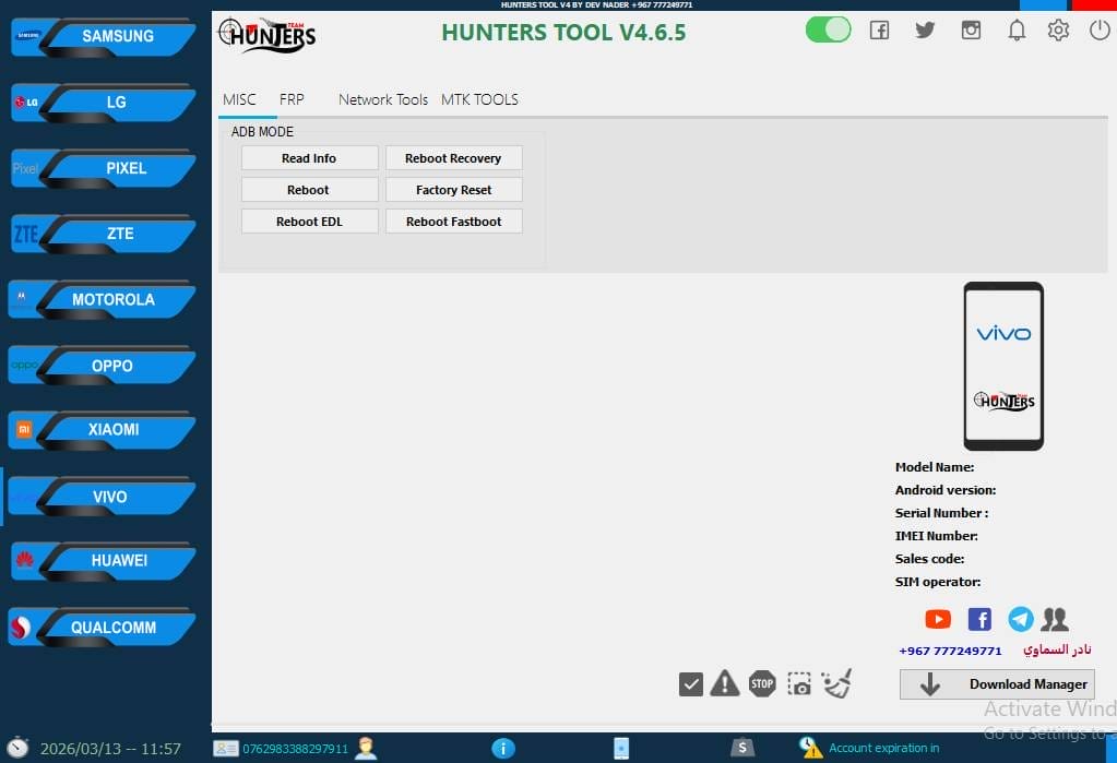 Hunters tool v4. 6. 5 qualcomm & android service tool Hunters tool