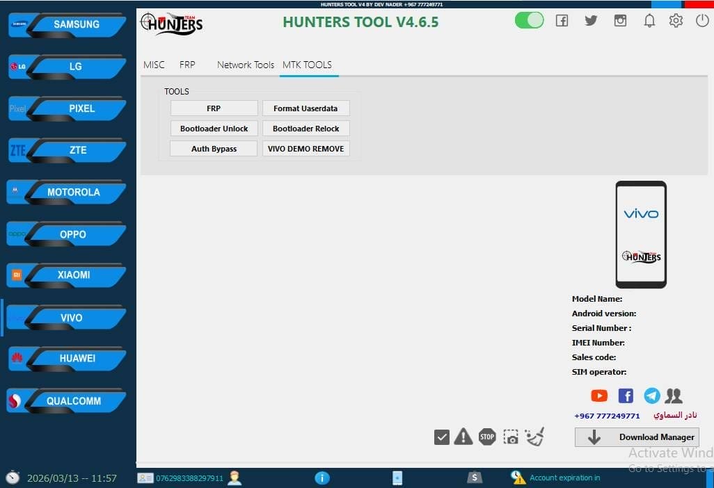 Hunters tool v4. 6. 5 qualcomm & android service tool Hunters tool